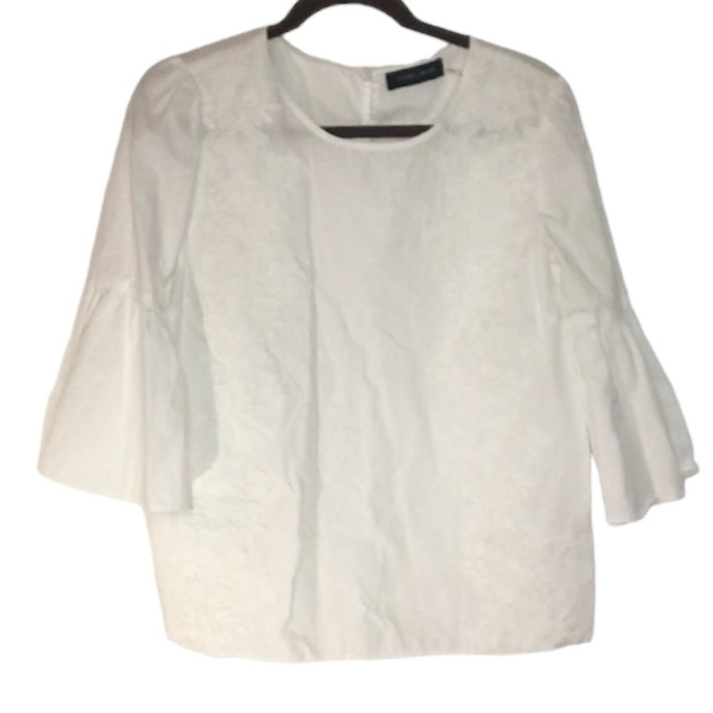 Ivanka Trump White Lace Bell Sleeve Blouse - Size M